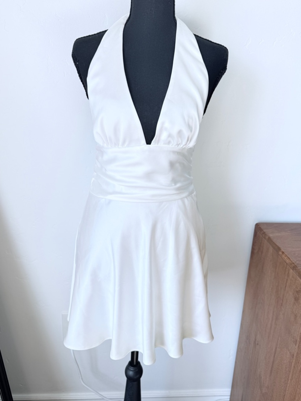 Zara White Satin Halter Top